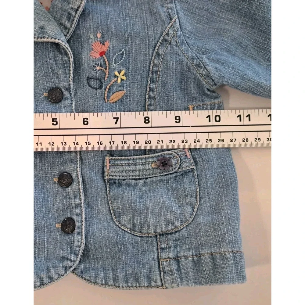 Oshkosh Denim Jacket 9 Months Floral‎ Lining Embroidered Buttons